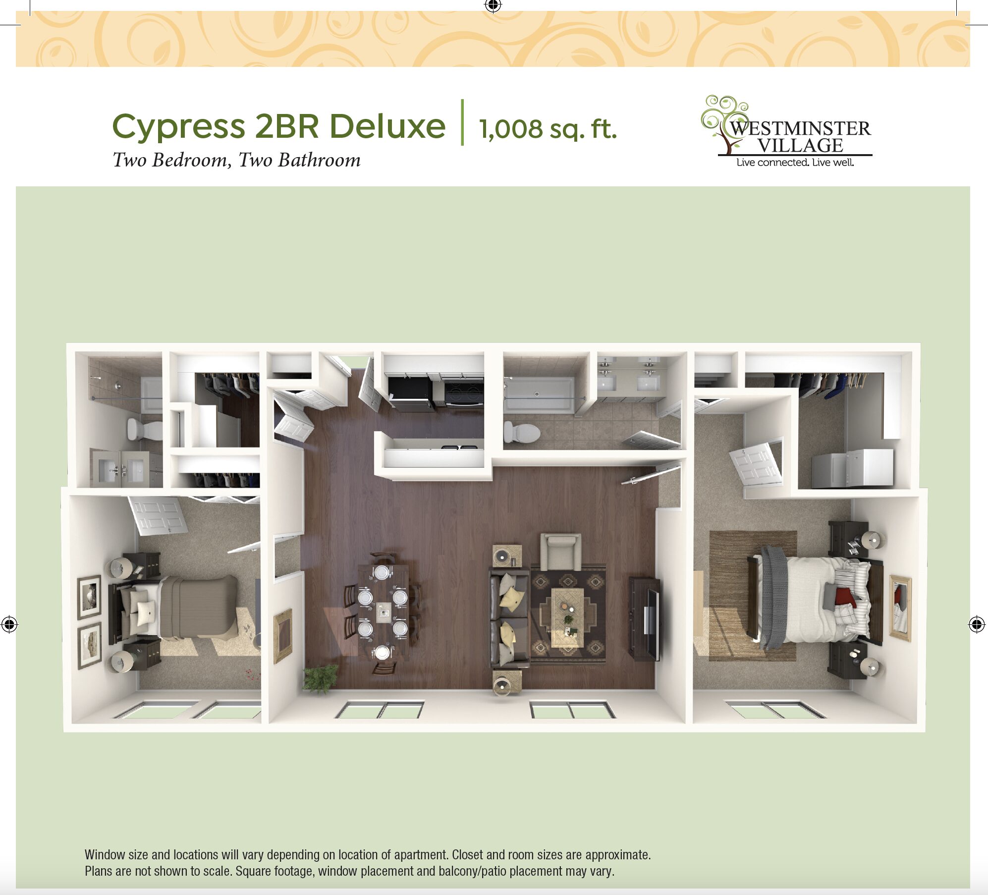Assited Living Cypress Deluxe 2BR Floorplan